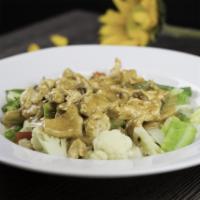 Rama Favorite · Grilled marinated chicken with house curried-peanut sauce and steamed vegetable.