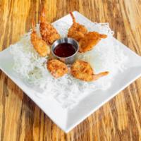 Butterflied Shrimp · Coconut panko crusted and served with sweet chili dipping sauce.
