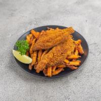 Fried Catfish and Sweet Potato Fries · 