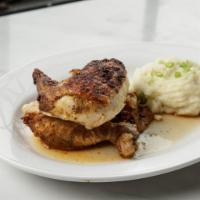 Rotisserie Half Chicken · Wood-roasted half chicken, lightly season with our signature spice blend 