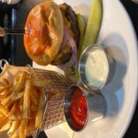 USDA Prime Tap Burger · brioche bun, american cheese, special sauce, lettuce, red onion, pickles