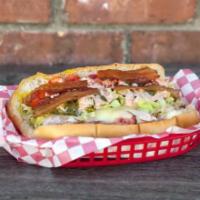 L.A. Street Pastrami Sub · Hot and spicy. Comes with lean pastrami, provolone, bacon, grilled onions, mayo, mustard, le...