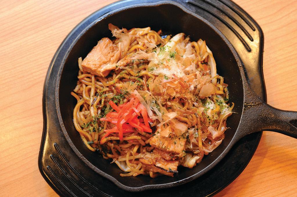 Yakisoba (Fried Noodle) · Fried noodle with cabbage, bean sprout, onion, carrot, ginger, dried bonito and pork.
