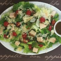 Italian Chicken Salad · Lettuce, diced chicken, tomato, Parmesan cheese, fresh basil and a balsamic vinaigrette.