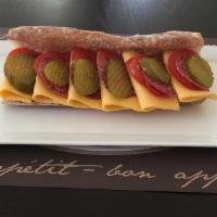 6. Salami and Cheese Sandwich · Salami, Gouda cheese, pickles, tomato and lettuce.
