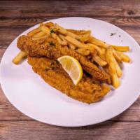Fried Fish · Fried fish served with fries, coleslaw and our delicious homemade tartar sauce.