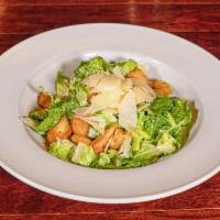 Caesar’s Salad · Fresh romaine lettuce, house-made creamy Caesar dressing, garlic croutons, shaved Parmesan, ...