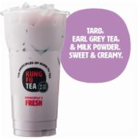 Taro Milk Tea · Black tea, non-dairy milk powder, taro, and sugar cane. Contains gluten.