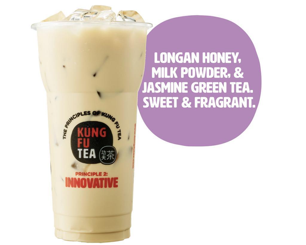 Honey Milk Green Tea · Green tea, non-dairy milk powder, and honey