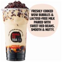 Red Bean Wow Milk · Lactose-free milk with house-made wow bubbles and red bean. Caffeine free.