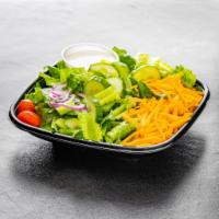 House Salad · Lettuce blend, cherry tomato, red onion, cucumber, cheddar cheese. Served wrth ranch dressing.