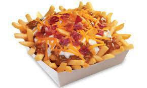 Bacon Ranch Chili Cheese Fries · Golden brown french fries topped with our world famous secret recipe chili, melted shredded ...