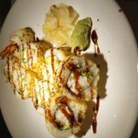 Crunch Roll · Crab, avocado, cucumber, tempura shrimp tempura crunch outside.