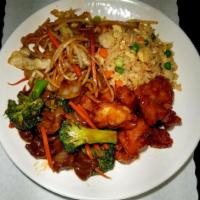 2 Item Plate · Fried rice and chow mein, 2 choice of an entrees.