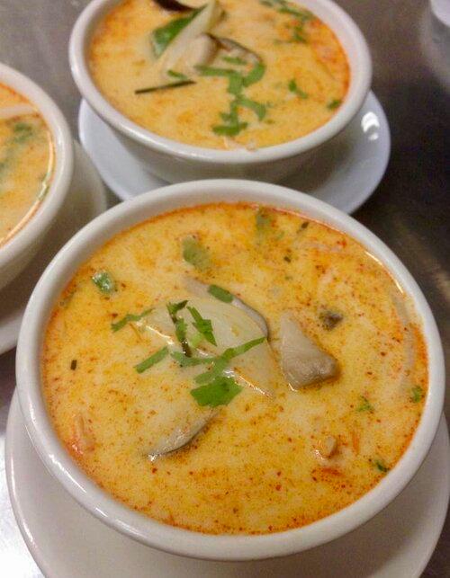 S3 - Tom Kha Gai Bowl · Pieces of chicken cutlet cooked in coconut milk, sliced galangal, fresh lime juice, and chili.