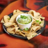 Home-Made Guacamole. · 8 oz. avocado, chopped red onions, chopped cilantro, lime and salt. Served with Cajun chips.