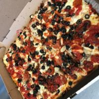 Cheese pizza w/ three additional toppings · Cheese pizza with three additional toppings