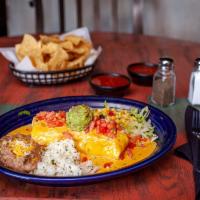 Fajita Burrito · Grilled burrito with protein, fajita peppers and onions, cheese. Topped with queso, guacamol...