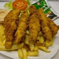 5 Pieces Chicken Finger Box · Served with homemade Cajun sauce and french fries.