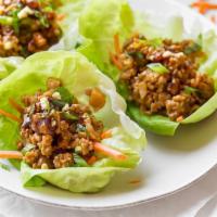 Chicken Lettuce Wraps		 · Ground chicken w/secret home-made brown sauce, onions, red bell peppers topped w/scallions &...