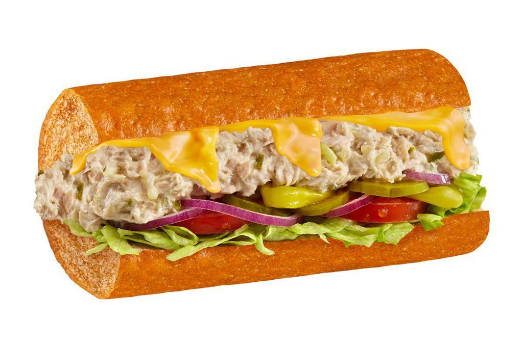 #30 Tuna Melt · Premium albacore tuna & sweet pickle relish with mayo and melted cheddar cheese served Togo’s Style