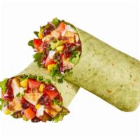 BBQ Ranch Chicken Salad Wrap · Mixed greens, diced tomatoes, black bean & corn salsa with BBQ sauce and Ranch dressing.