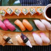 Premium Sushi · 2 tuna, 2 hamachi, 2 salmon, 2 white fish, 1 cooked shrimp, 1 octopus, 1 unagi, 1 inari and ...