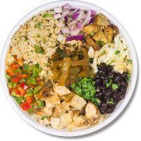 Cajun Rice Bowl · Brown rice, Blackened vegetable saute, black beans, onions, cilantro, bell peppers, provolon...