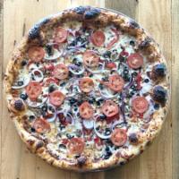18'' Vegetarian Pizza · marinara sauce, mozzarella cheese, roasted red peppers, red onions, black olives, mushrooms,...