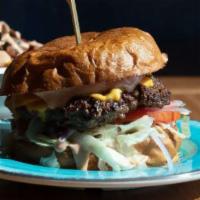 The Cheeseburger · Lettuce, tomato, onion, dill pickle, divine sauce, and double american cheese. Choice a prot...