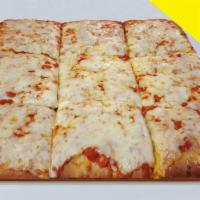 Classic Square Thick Crust Sicilian Pizza · Pan Pizza topped with tomato sauce and cheese, baked in stone oven.