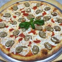 Eggplant Parmigiana Pie · Baked in stone oven. Fried eggplant, fresh mozzarella, ricotta, Parmesan cheese and homemade...