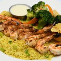 Cajun Shrimp · (8) shrimp, served with rice pilaf, seasonal vegetables
