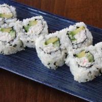 California Roll · Imitation crab, cucumber, avocado, sushi rice, nori, sesame seed.
