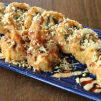 Crunchy Tempura Shrimp Roll · Deep-fried roll with tempura shrimp, avocado, sushi rice, nori, fried onion, spicy mayo and ...