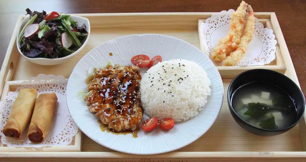 Build You Own Teishoku · Includes 1 rice bowl as main course, choose at least 2 sides and come with a miso soup.