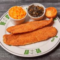 Farm Raised Deep Fried Catfish · 2 Catfish Fillets serve with a side
