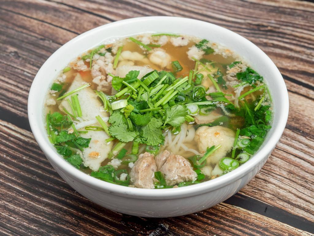 Noodle Soup  · Noodles in our house broth served with a side of bean sprouts and lime choice of 1 meat.