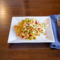Maria's Salad · Shredded cabbage, carrot, celery, and roasted red pepper. Gluten-free and vegan.