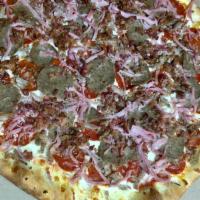 Meat Lover's Specialty Pizza · Pepperoni, sausage, bacon, meatballs, and ham.