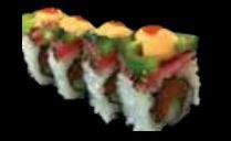 Ninja Roll · 8 pieces. Spicy tuna, cucumber inside, pepper tuna, jalapeno sriracha on top.
