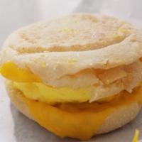 Egg and Cheese Muffin Sandwich · Add sausage or bacon for an additional charge.