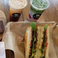 Lunch for Two · Choice of two sandwiches or salad and two specialty drinks.
Option to add boba or lychee jel...