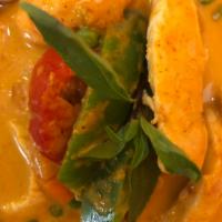 Panang Curry a la Carte · Panang curry paste with bell pepper, green pea and basil, seasoned with lime leaves. Medium ...