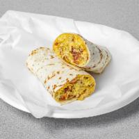 Super Tacos · Egg, sausage, bacon or ham, hashbrown, and cheese.
