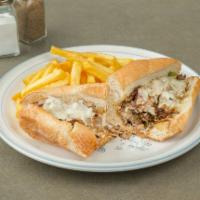 Philly Cheese Steak · With fries.
