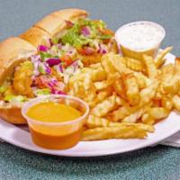 Key West Shrimp Po-Boy Sub · Loaded with our best seller jumbo shrimp, fine chopped lettuce, tomatos and onions with home...