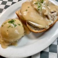 Hot Sandwich · Roast turkey, roast beef or meatloaf served open faced with real mashed potatoes and gravy.