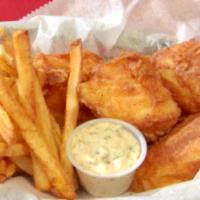 Beer Battered Fish · Icelandic Cod beer battered with our homemade batter. Includes choice of 2 sides