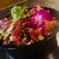 Poke Donburi · Chopped tuna in hawaiian style flavor. Japanese rice bowls.
